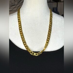 Bold Gold Tone Cuban Curb Chain Necklace – Chunky Hip Hop Style – 20”
